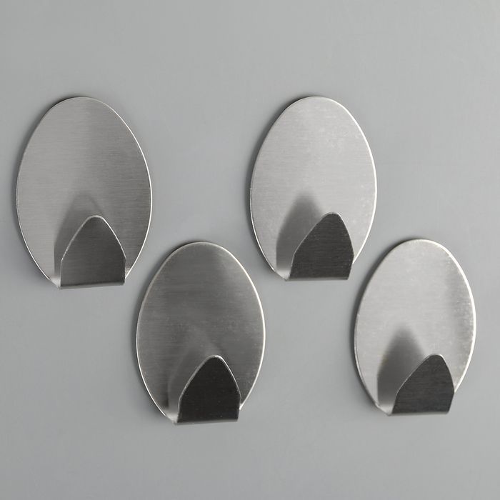 Крючок металлический на липкой основе овальный (70463), 4шт/50/10