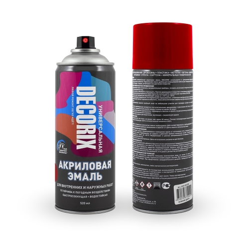 Аэрозольная эмаль универсальная DECORIX 520мл огненно-красный (12)