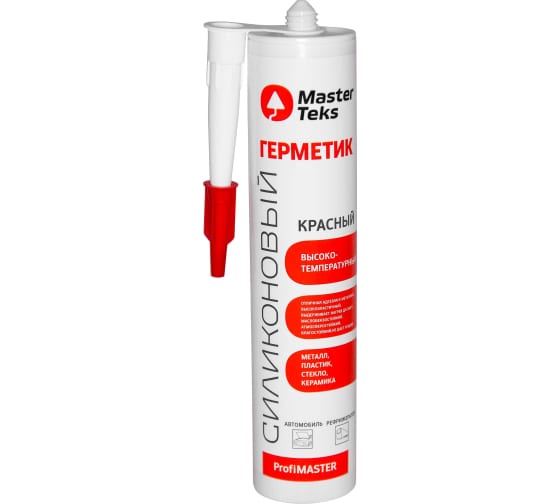 Герметик силиконовый MasterTeks ProfiMaster высокотемпературный 260 мл красный (12)