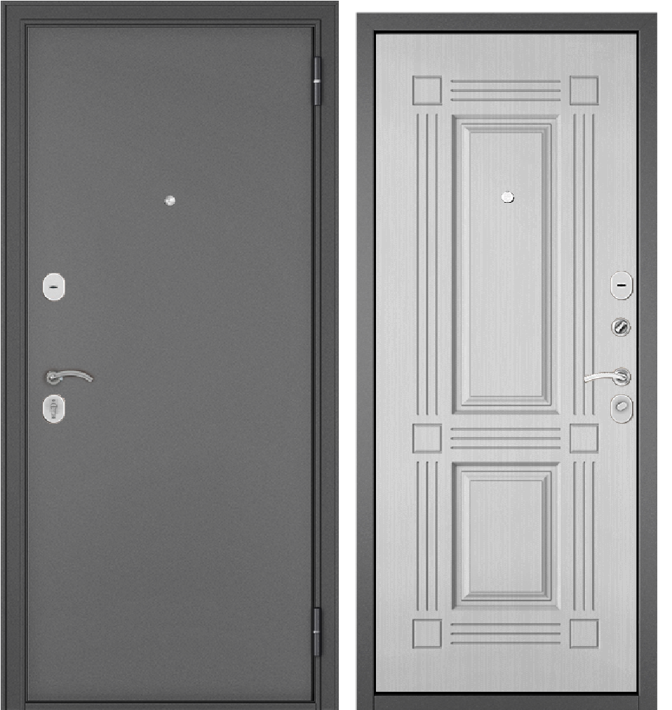 Дверь метал HOME ECO Антрацит/Ларче белый, 6Е-104, 2050, 960 R