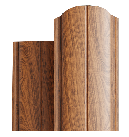 Штакетник металлический МП ELLIPSE-O 19х126 (ECOSTEEL-01-МореныйДуб-0.5) 1,5*0,126(1шт= 0,189м2)