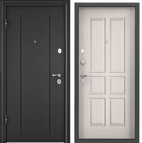 Дверь метал DELTA PRO Тем-сер букле графит RGSO/Лиственница белая, D6-34 (СК610) 860 L