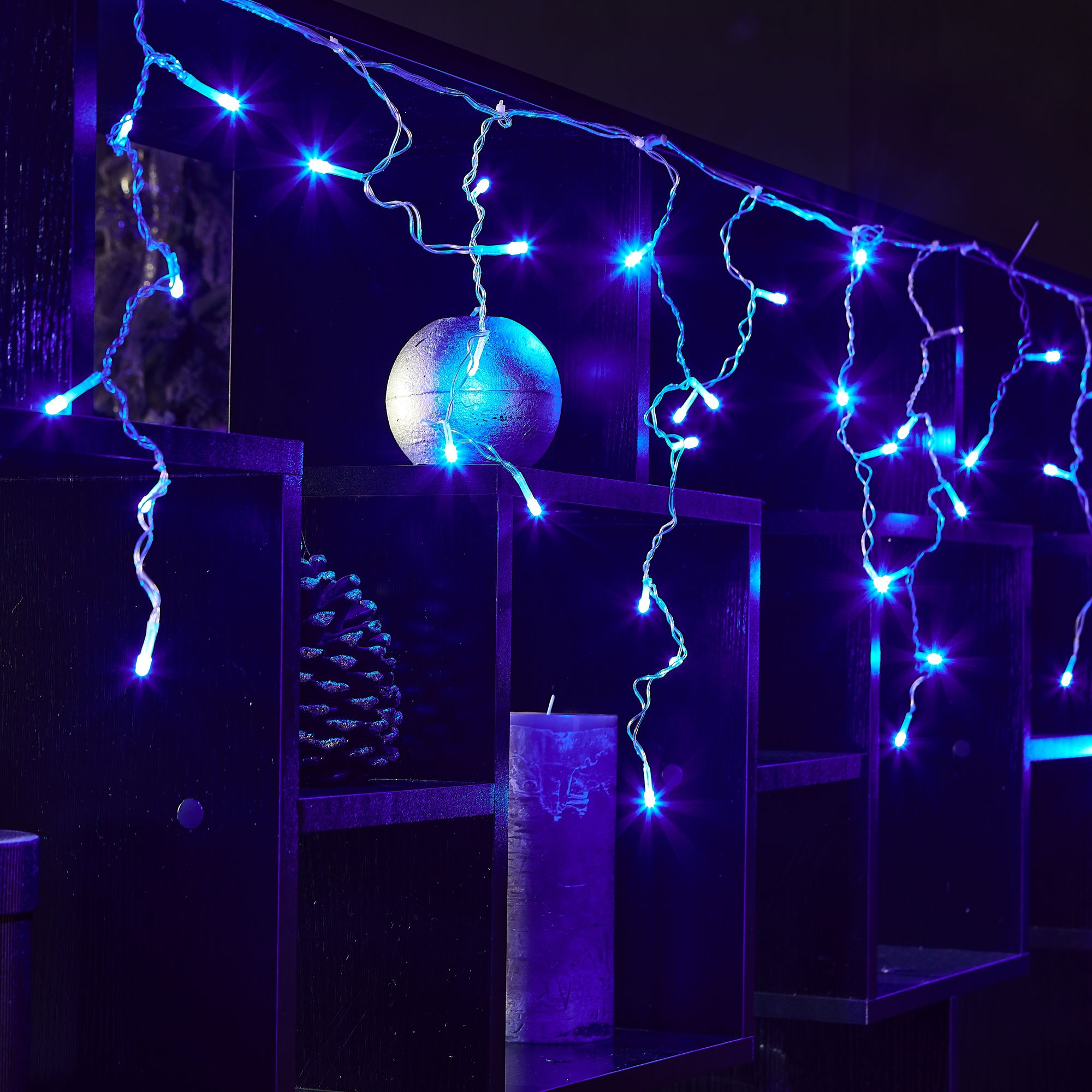 Бахрома светодиодная, 2м. 48 светодиодов. Синий свет. Провод прозрачный. ULD-B2005-048/DTA BLUE IP20