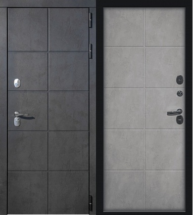 Дверь метал Термо КАРЕ, Бетон графит / Бетон снежный, 960*2050 правая