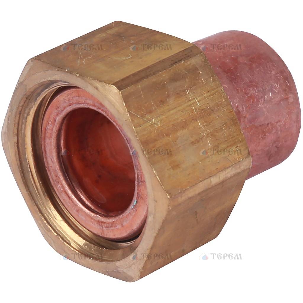 Переход ВП-ВР, с накид- ной гайкой, медь 18x3/4, для медных труб под пайку(130)