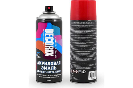 Аэрозольная эмаль "металлик" DECORIX, 520, красный(12)
