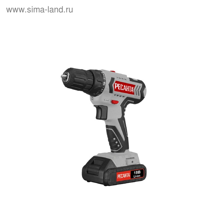 Дрель-шуруповерт акк. Ресанта ДА-18-2ЛК 18 В, 50 Нм, 2 Ач, 0-400/0-1400 об.мин, 2 акк, з/у, кейс