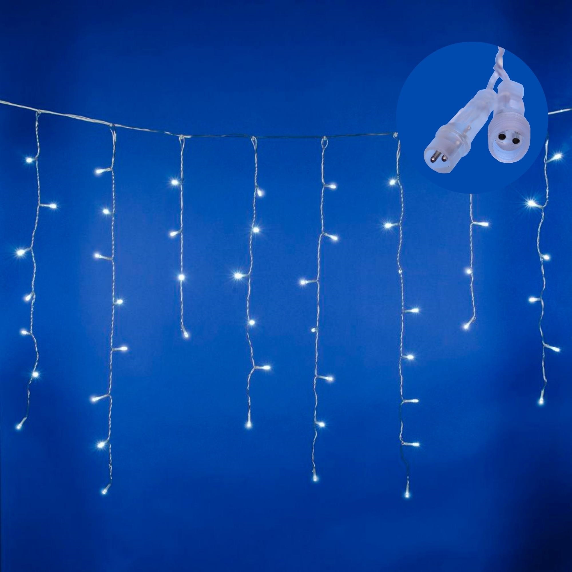 Бахрома светодиодная с эффектом мерцания 2м Белая Соединяемая IP44 (20)