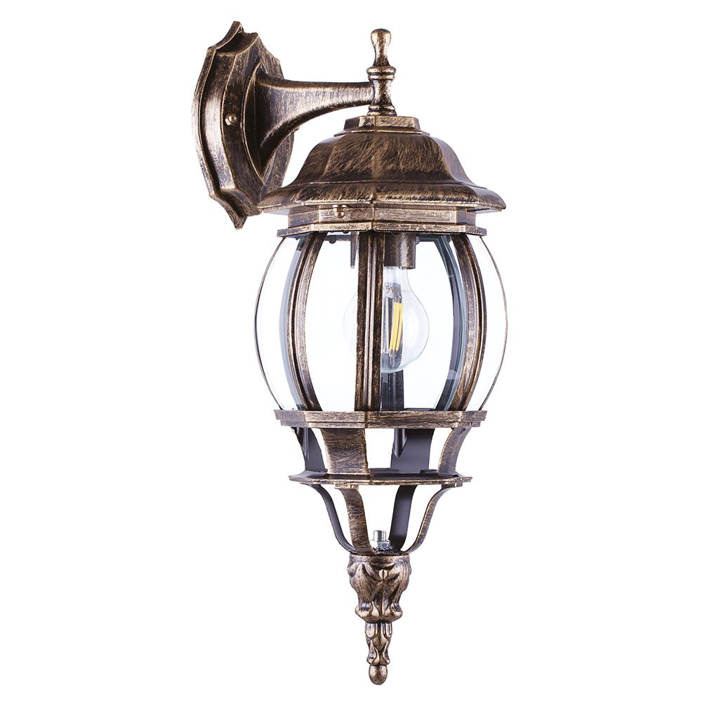 Светильник садово-парковый, 100W 230V E27 черное золото, 8102/PL8102 (на стену вниз) (6)