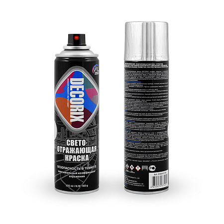 Аэрозольная светоотражающая краска DECORIX, 335 мл, прозрачная (12)