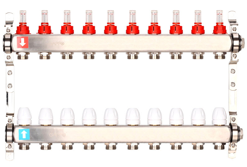Коллектор регулируемый с расходомерами Нерж 10вых GAPPO (1)