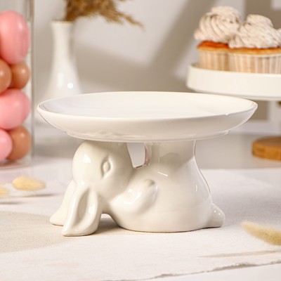 Конфетница SL Home «Пасхальные кролики», 470 мл, 15,5×12×16 см, керамика, белая												