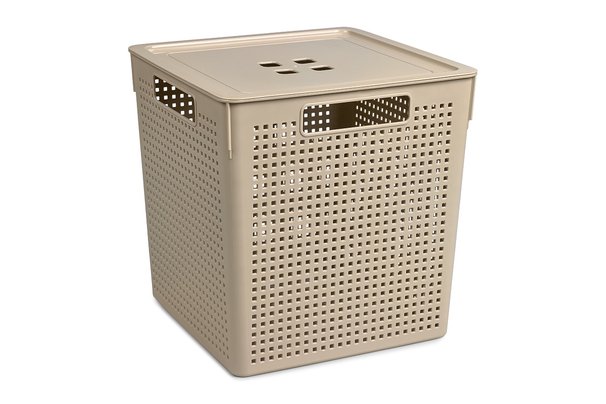 Корзина д/хранения 23,0л 294*294*301мм Лофт с/кр латте "ВТ" (9)