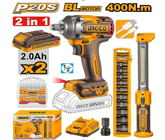 Гайковерт CIWLI20401+ лампа HWLI35261 BL. Li-Ion SUPER INGCO 