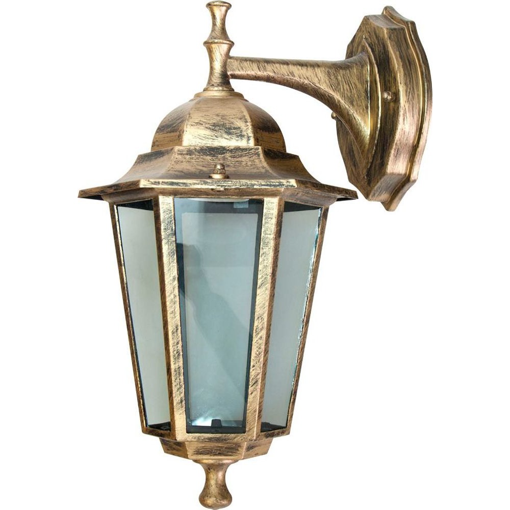 Светильник садово-парковый, 60W 230V E27 черное золото, 6102/PL6102 (на стену вниз)(__)