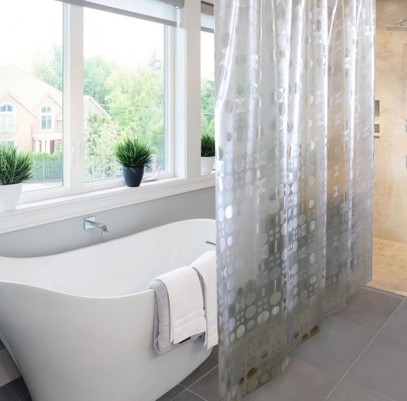 Штора д/ванн 182х182 ПВХ Meiwa, Gravity прозрачный																																								