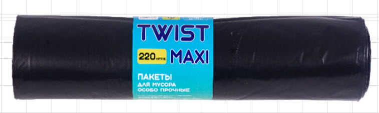 Мешок для мусора в рулоне TWIST MAXI 220л (900*1300*0,035мм) (10 рул/уп)