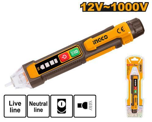 Детектор напряжения бесконтактный AC 12-1000 В INGCO