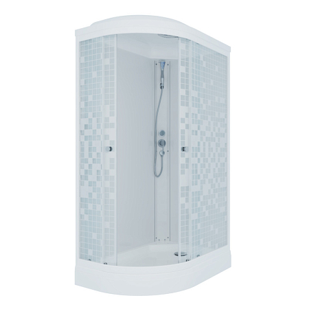 Душевая кабина "Коралл 120*80 А" прав., 1/4 круга, низ. подд., Белый, Мозаика, ДН4 (7 мест)(_1_)