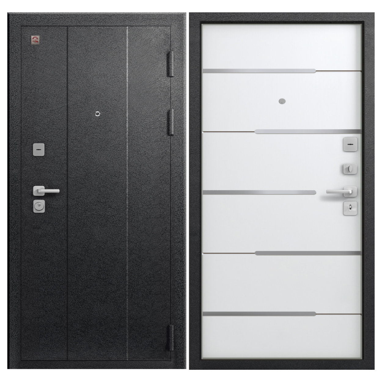 Дверь метал. С-108 Черный муар/Кашемир белый 960*2050 правая