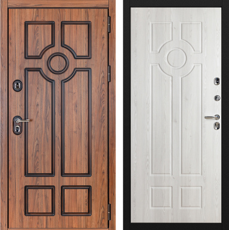 Дверь метал Термо STREET-501 HPL пластик/Муар черный/Сосна прованс 960*2050 правая