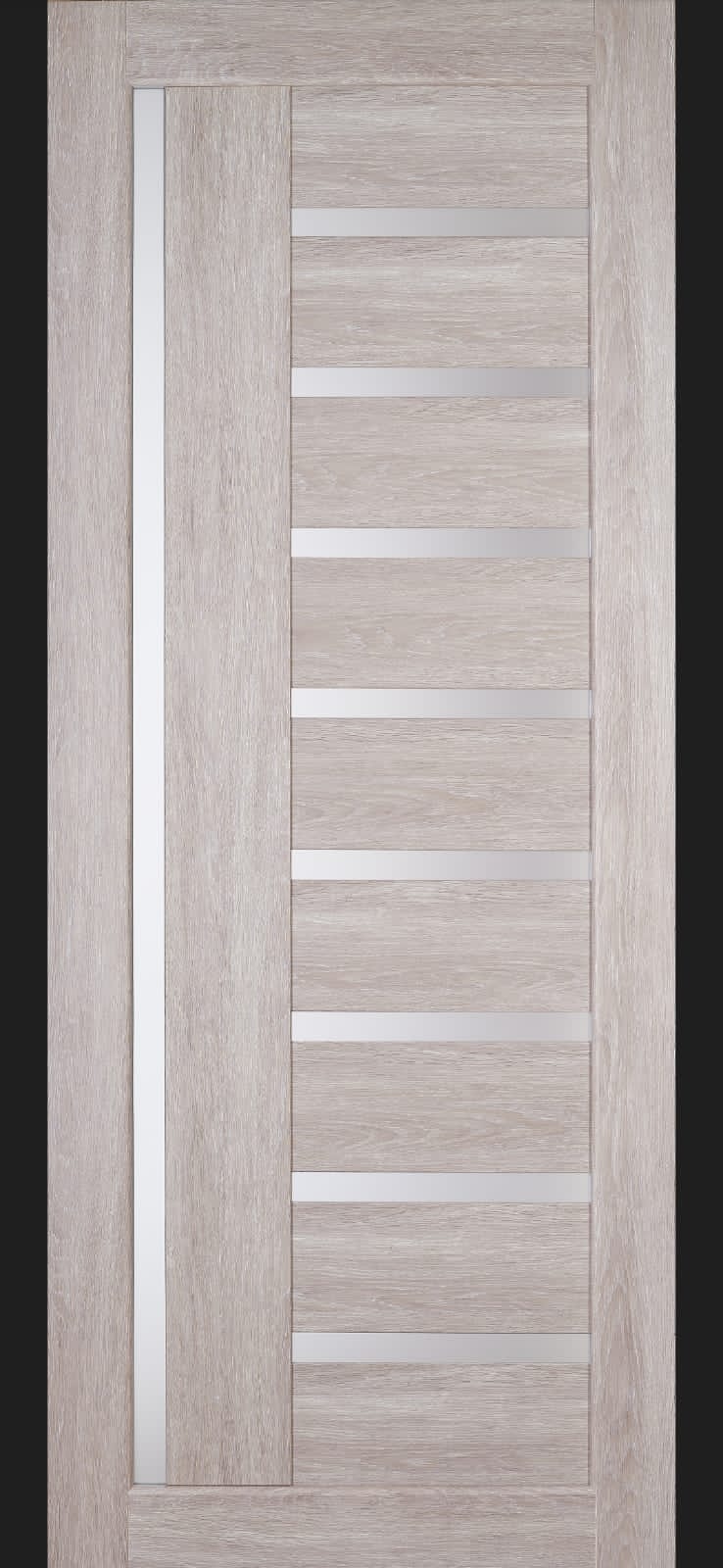 Дверь Валенсия Дуб Серый Экошпон ПО 600 Черное стекло