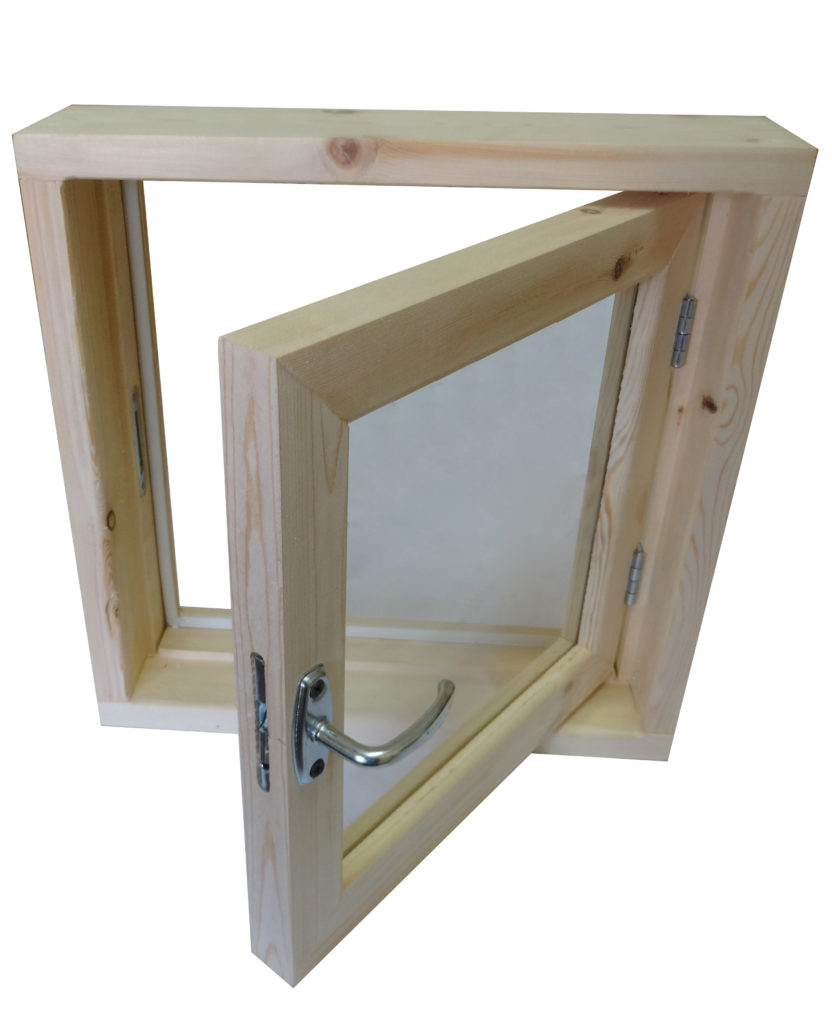 Окно сосна 400*400*100мм прозрач стекло