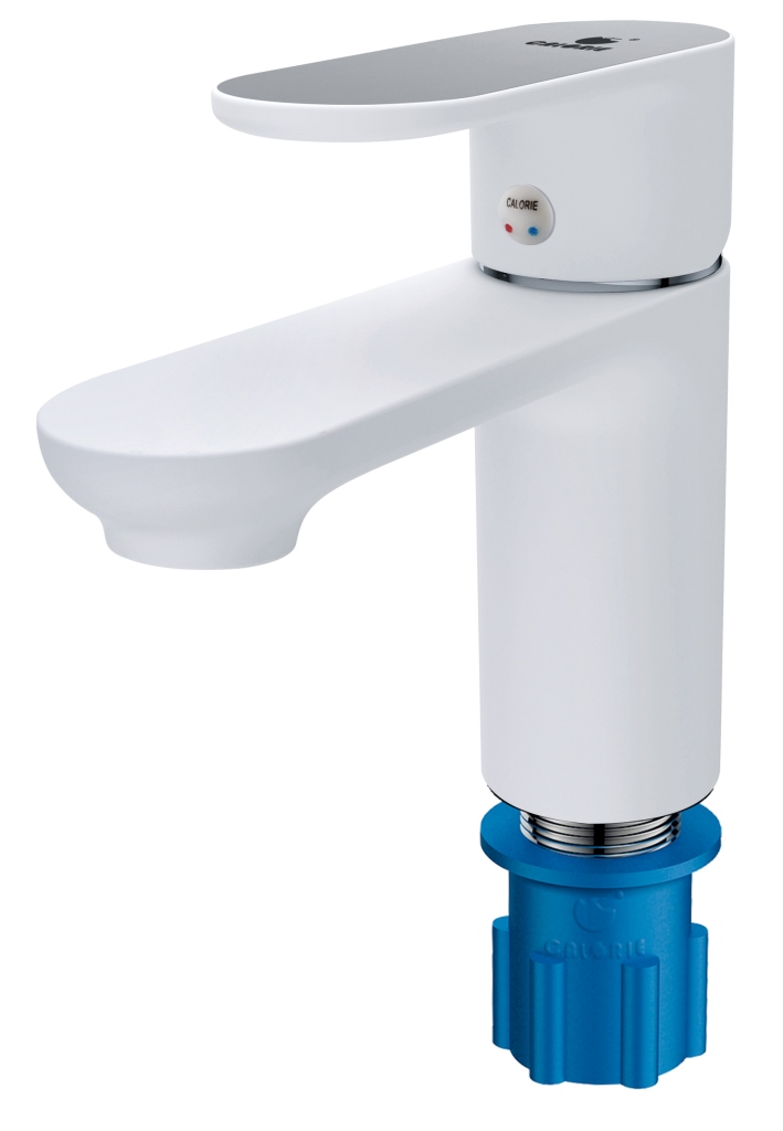 Смеситель CALORIE  Люкс для раковины на гайке (белая эмаль) ***