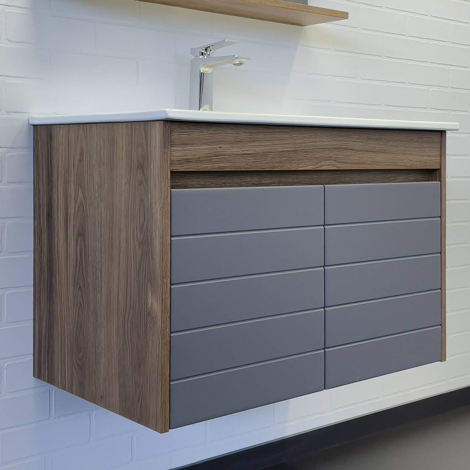 Тумба Кемер-75 антрацит/дуб тёмн-корич + ум. Comforty 75E (1)