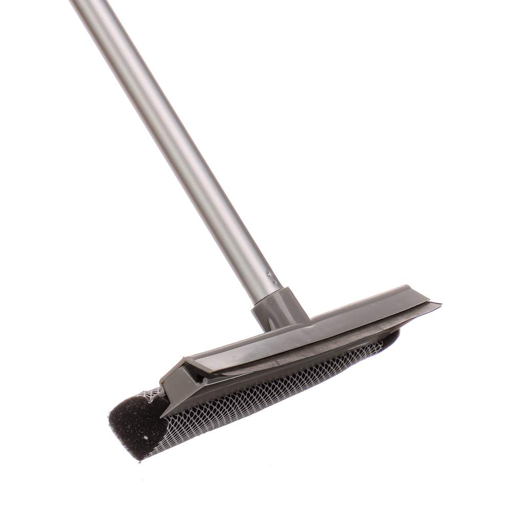 Окномойка с телескопической ручкой 111см, с резин.держателем, серая, арт.KFC010