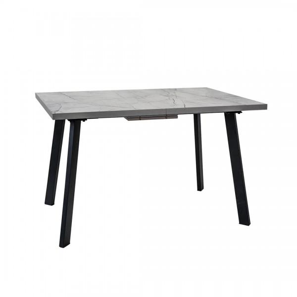 Стол РИНО раздвижной 1200/1600*800*750 ЛДСП Каспий СВЕТЛЫЙ, ноги металл ЧЕРНЫЙ