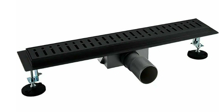 Трап душевой из нержавеющей стали 70х800 мм чёрный GAPPO (сухой и мокрый затвор) (5)