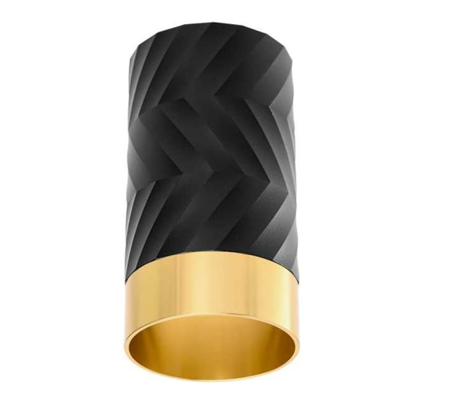 Светильник накладной IP20 под лампу GU10 Чёрный/золото LINEA D55x100 WOLTA (10)