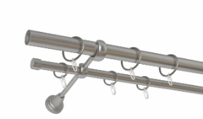 Карниз метал. СМ-2952/200/2Р 2-х рядный хром матовый (гладкая) d25