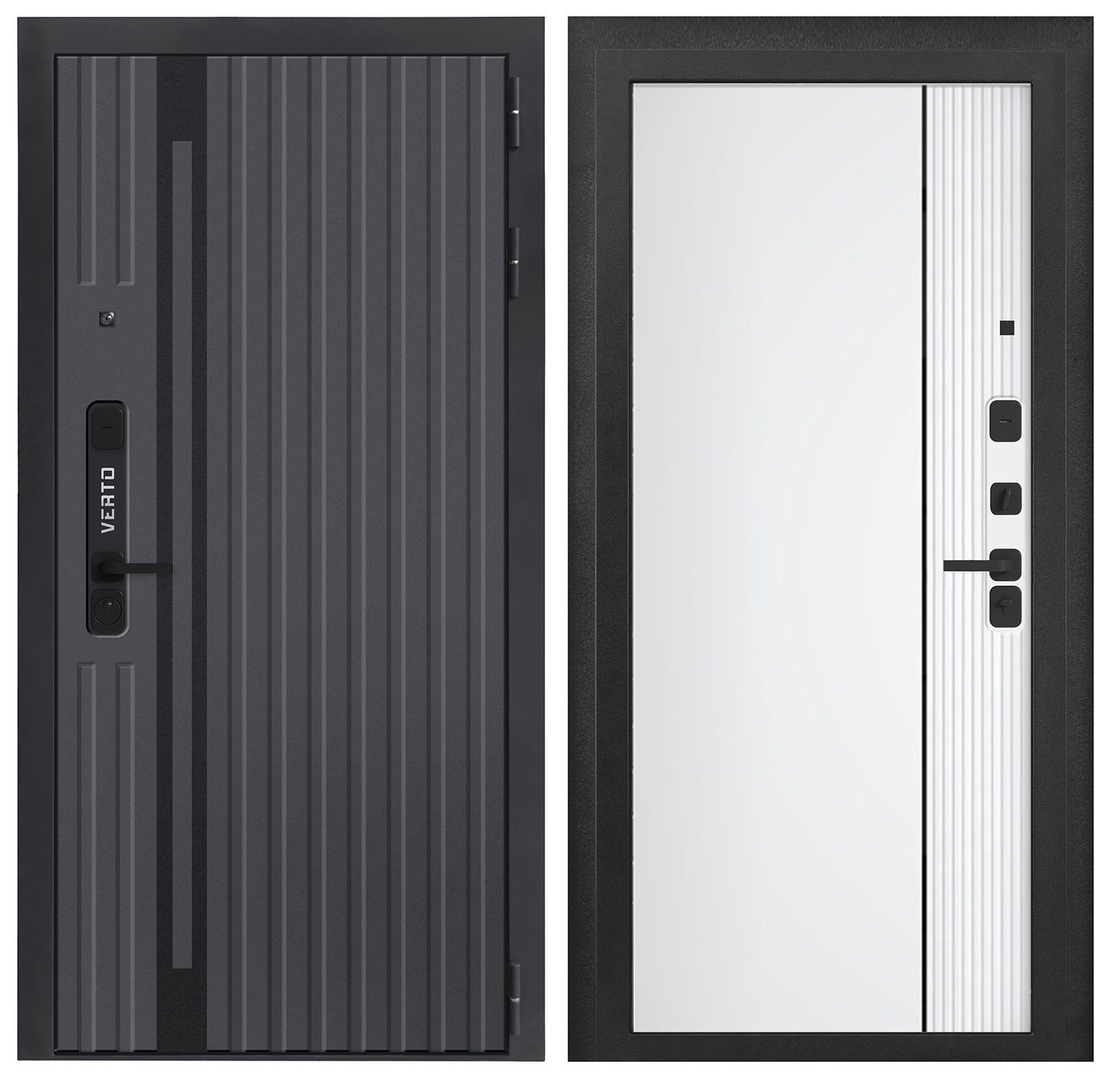 Дверь метал Verto 1 Графит/Эмалит белый/Черн муар 960*2050 левая