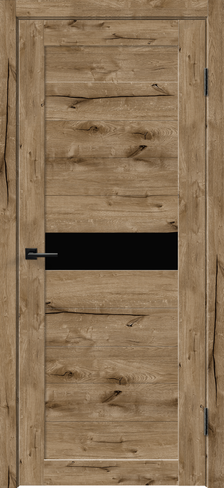 Дверь Линия 10 Канадский дуб/Лакобель черное ПО 900