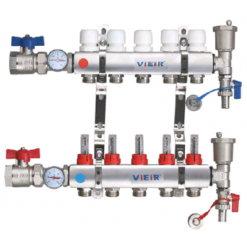 Группа коллекторная VIEIR 1х6х3/4"с расходомер,дренаж.кр, воздухоотвод., нерж. сталь VR113-06A(_5_)
