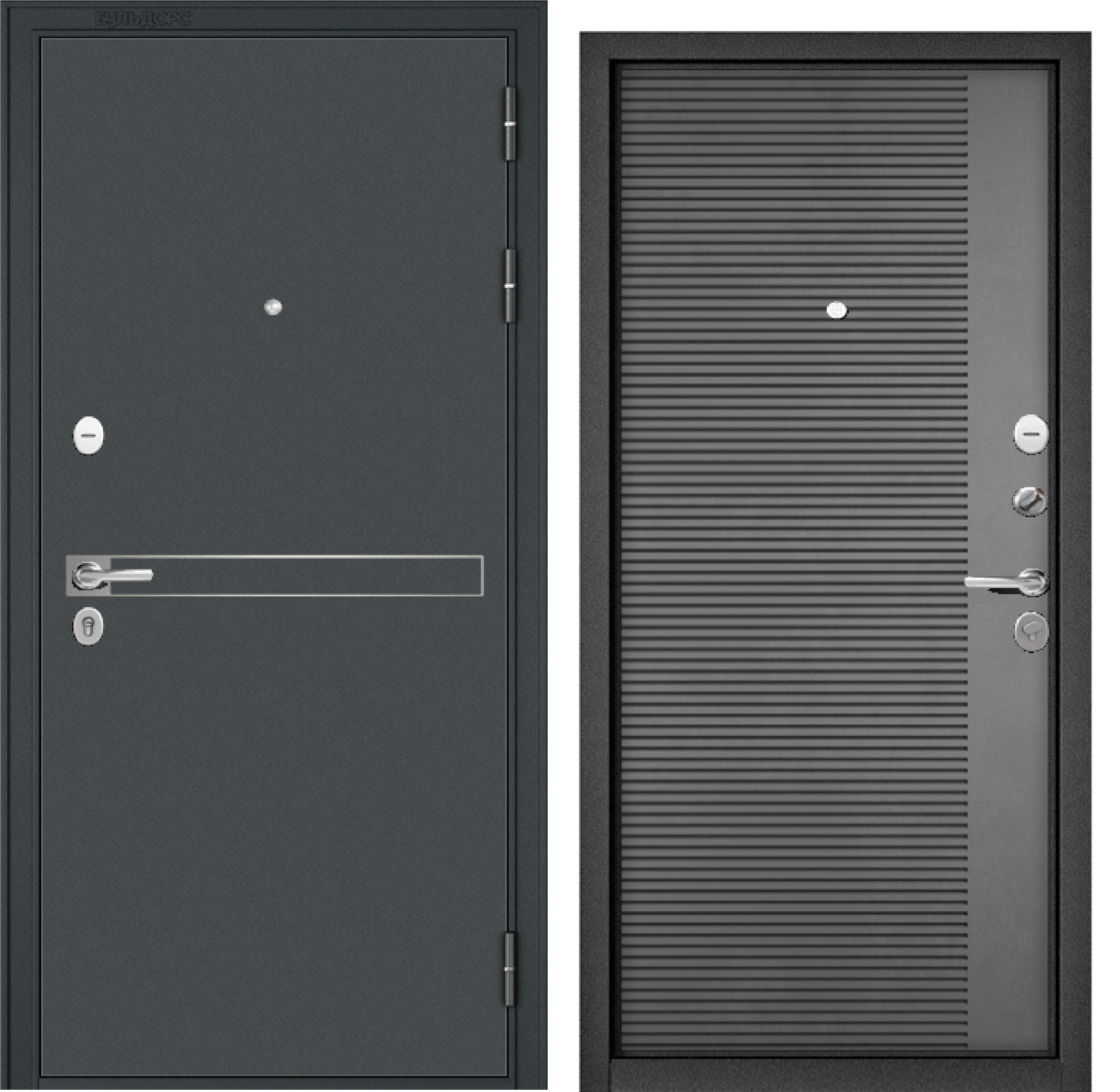 Дверь TRUST MASS Черный муар, D-4, Бетон серый, 9S-160, черн фурнитура 2050, 960 L