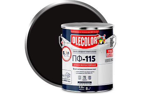 Эмаль ПФ-115 Черный 1,8кг Olecolor Глянц. (6)
