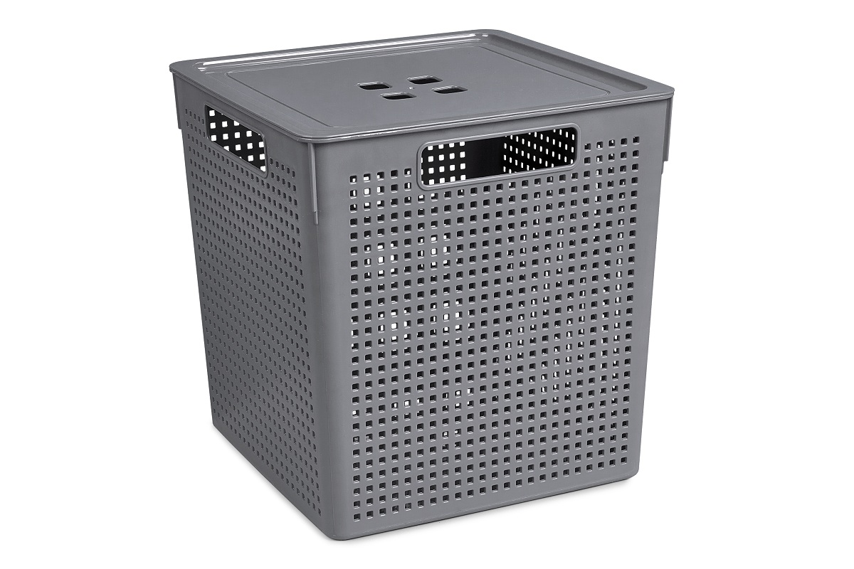 Корзина д/хранения 23,0л 294*294*301мм Лофт с/кр серый "ВТ"  (9)