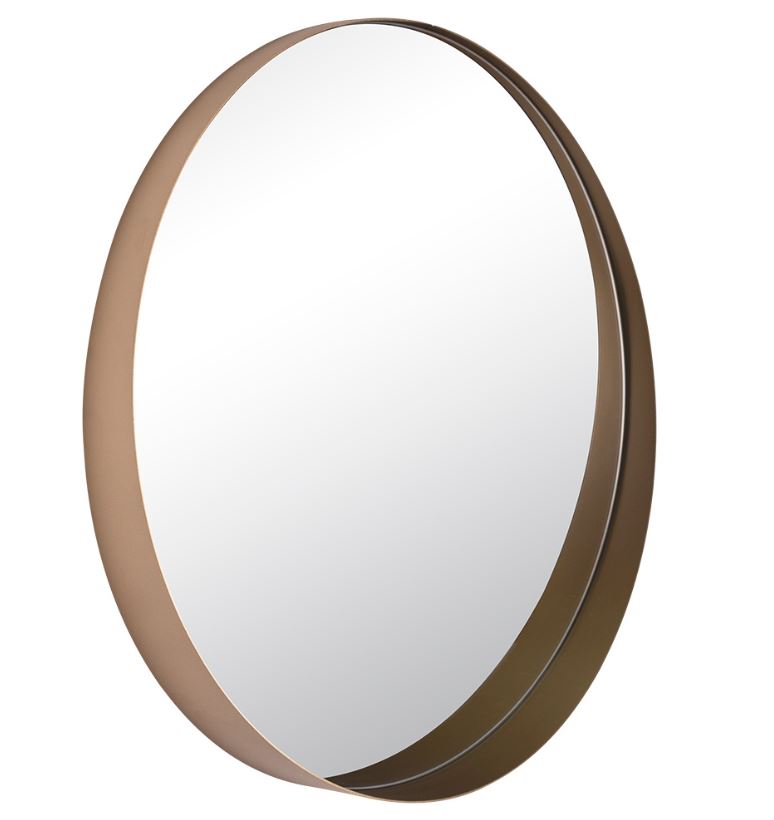  Зеркало интерьерное настенное в круглом корпусе из металла, d=50,5см, ,белое золото, Рубин   