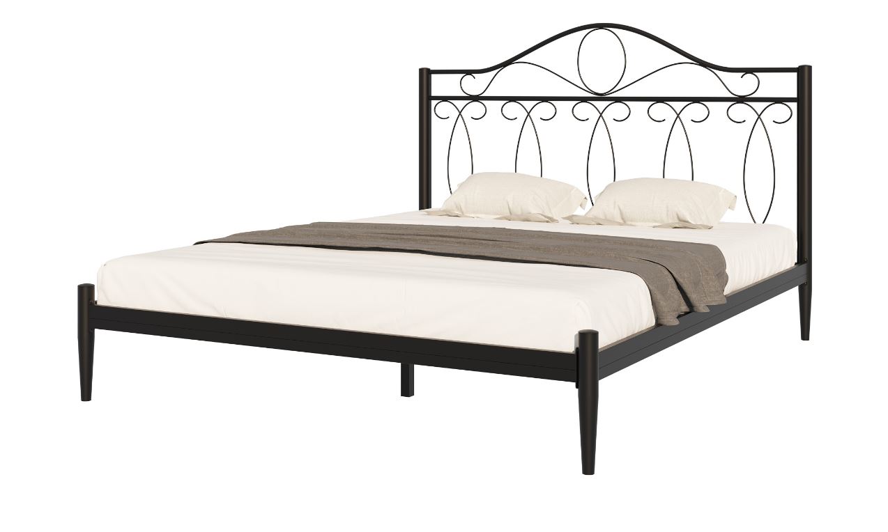 Кровать металлическая КМД 25 "ЭЛЕГИЯ" 1600х2000 черный (разбор. с берез. ламелиями )