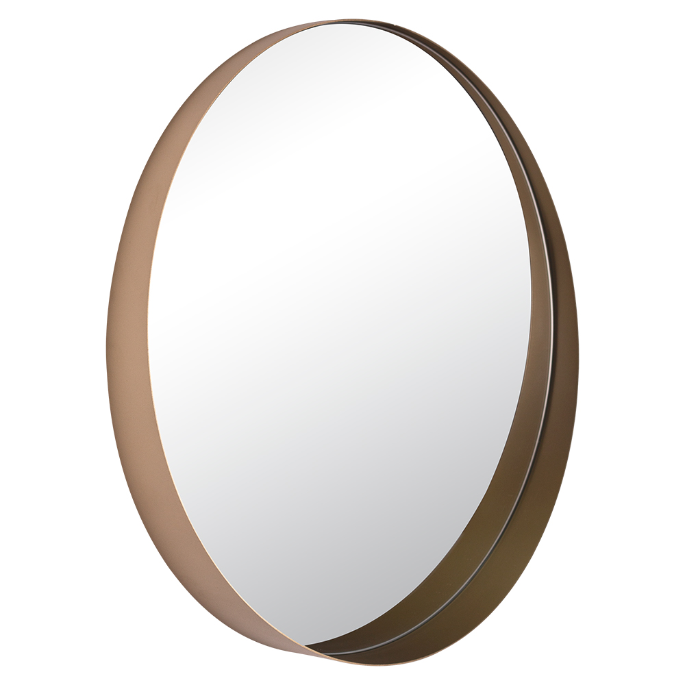 Зеркало интерьерное настенное в круглом корпусе из металла, d=50,5см, белое золото, Рубин