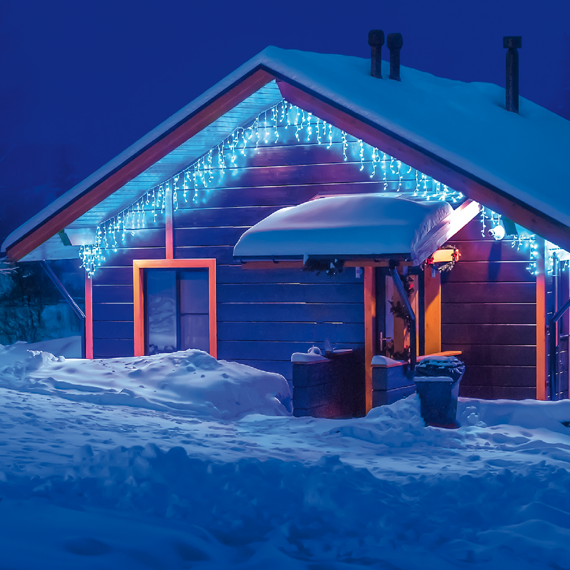 Бахрома светодиодная с эффектом мерцания, 12м. Соединяемая. 195 светодиодов. Голубой и белый свет