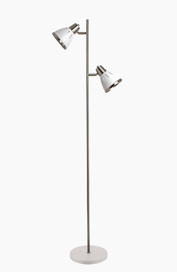 Напольный светильник с двумя плафонами (Торшер), Е27, 60Вт. МТ2019 Белый(_8_)