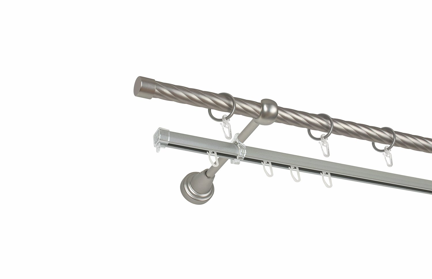 Карниз метал. СМ-2907/200/1Ш 2-х ряд хром матовый (крученая) d16