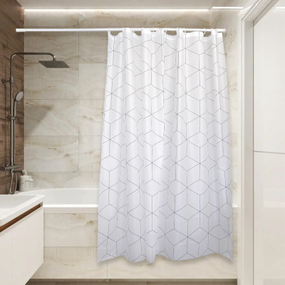 Штора для ванной PEVA 75 г/кв.м PV-131 (геометрия) 180х180 см "Сантис"