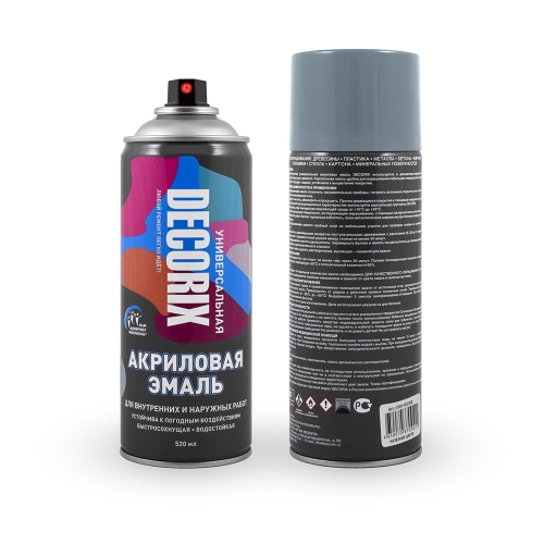 Аэрозольная эмаль универсальная DECORIX 520мл темно-серый (12)