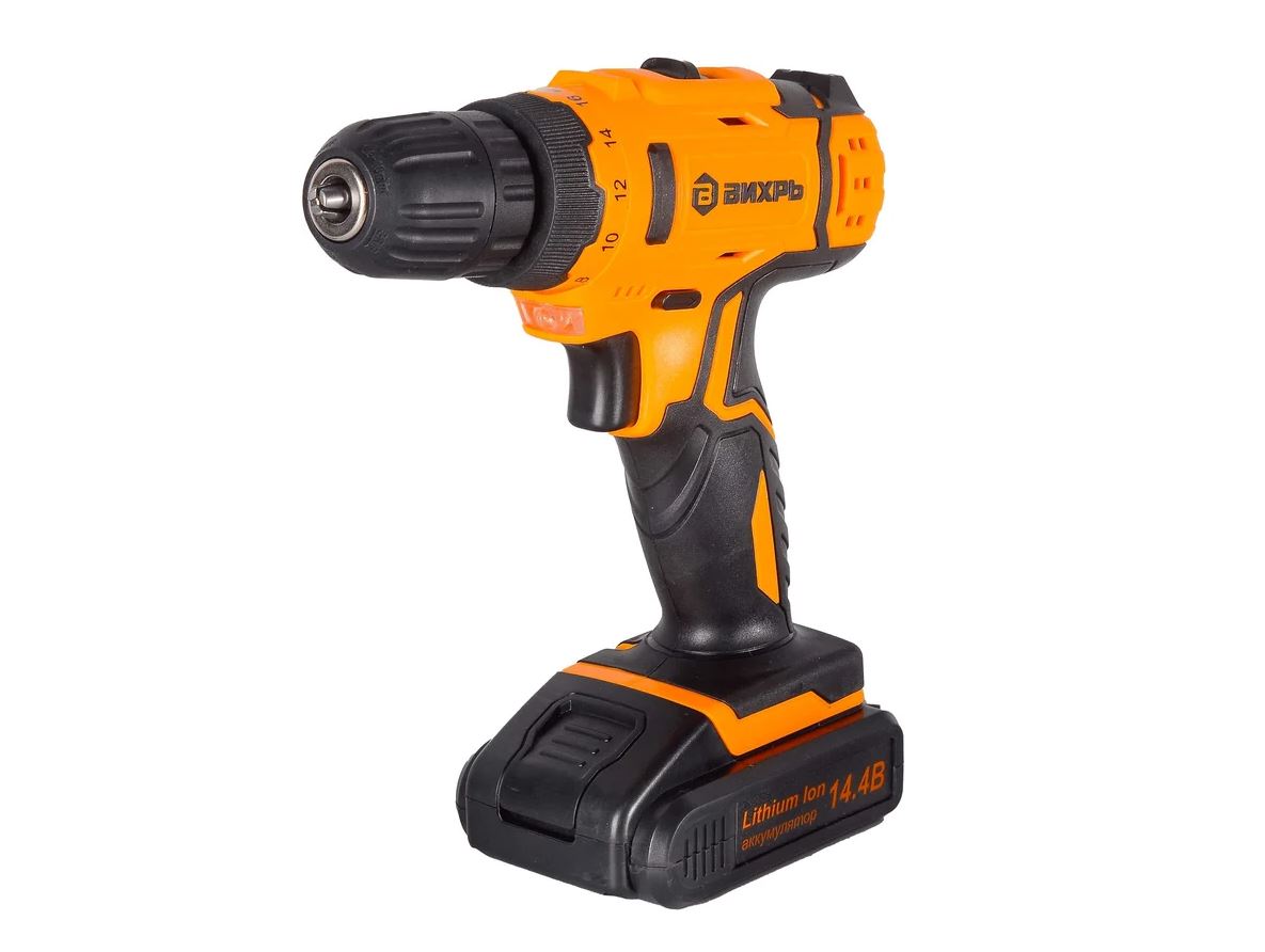 Дрель-шуруповерт акк. Вихрь ДА-14Л-2KА 14.4 В, 30 Нм, Li-Ion, 0-400/0-1400 об.мин, з/у, кейс