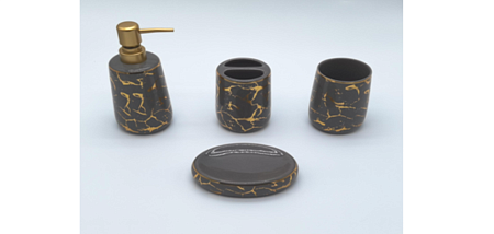 Набор керамики 4 предмета (Серо-золотой мрамор)